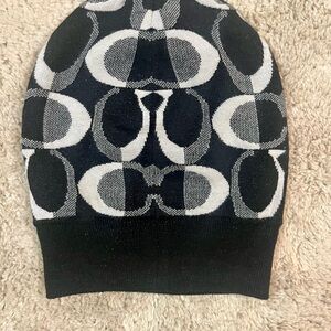 Coach Beanie Black and Taupe Designer Cap Preowned